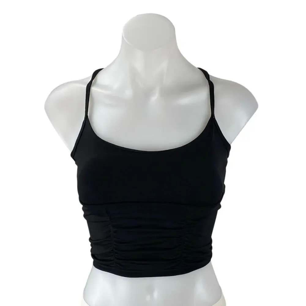 Free People Women's Black Sleeveless Yoga Workout Athletic Sports Bra Crop Top S